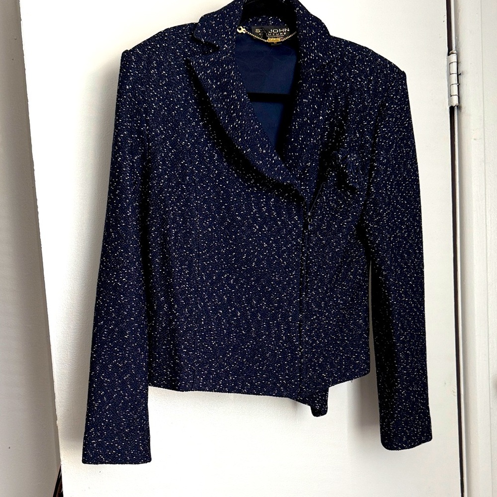 St. John Midnight Blue Tweed Blazer